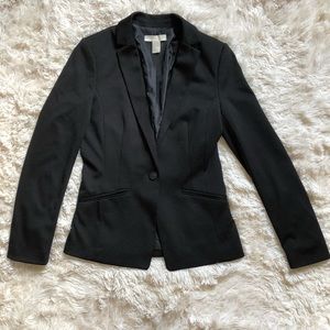H&M Black Fit and Flared One Button Blazer Sz 4